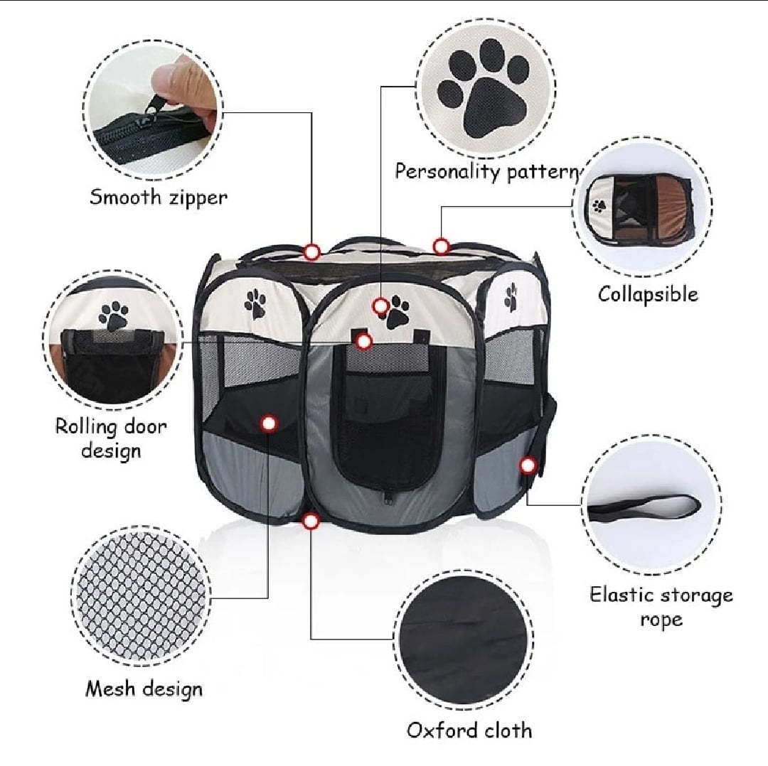 Picture of (Large Size)Portable Folding Pet tent Dog House Cage Dog Cat Tent Playpen Puppy Kennel Easy Operation Octagon Fence Easy House for cat and dog - 200 gm