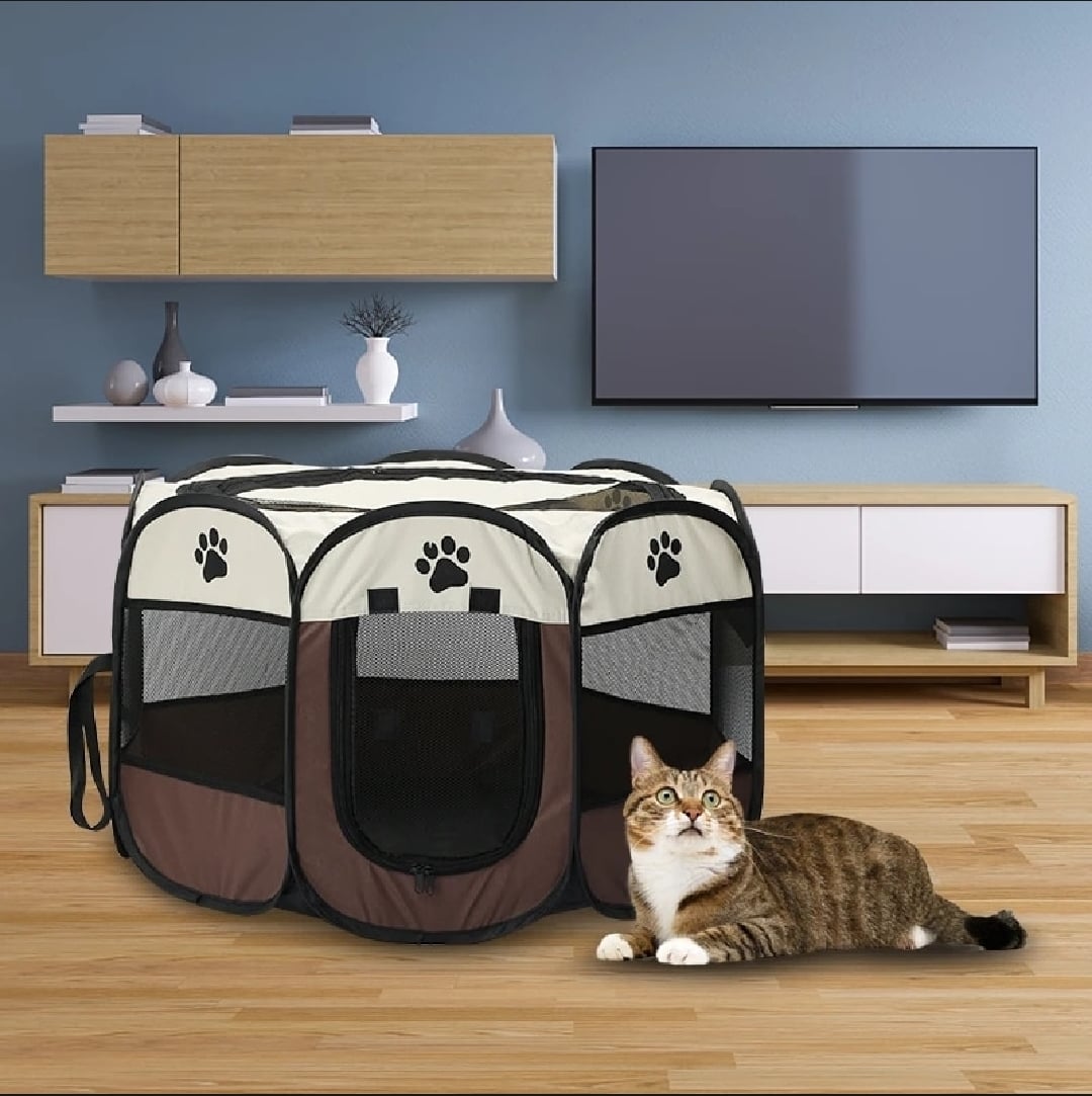 Picture of (Large Size)Portable Folding Pet tent Dog House Cage Dog Cat Tent Playpen Puppy Kennel Easy Operation Octagon Fence Easy House for cat and dog - 200 gm