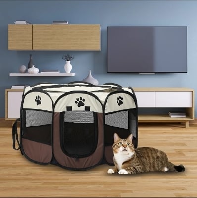 Picture of (Large Size)Portable Folding Pet tent Dog House Cage Dog Cat Tent Playpen Puppy Kennel Easy Operation Octagon Fence Easy House for cat and dog - 200 gm