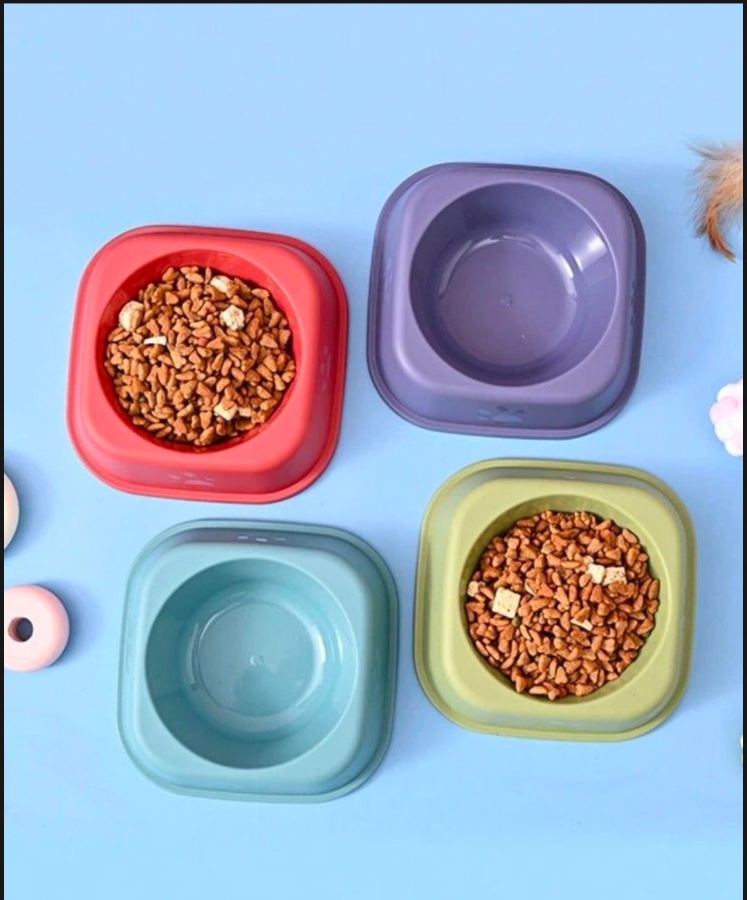 Picture of 1pc Random Color Paw Prints Cat Bowl, Cat Food Plate, Cat Water Dish, Anti-Tipping Design, Pet Feeding Bowl - 20 gm