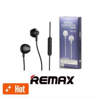 Picture of Remax RM 711 Earphone 3.5mm Wired Noise Cancelling Fashion in-Ear Earphone Frequency Response Range-Black
