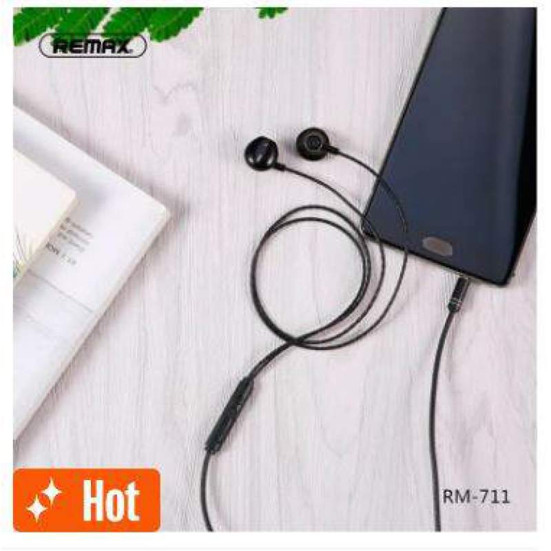 Picture of Remax RM 711 Earphone 3.5mm Wired Noise Cancelling Fashion in-Ear Earphone Frequency Response Range-Black