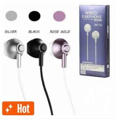Picture of Remax RM 711 Earphone 3.5mm Wired Noise Cancelling Fashion in-Ear Earphone Frequency Response Range-Black
