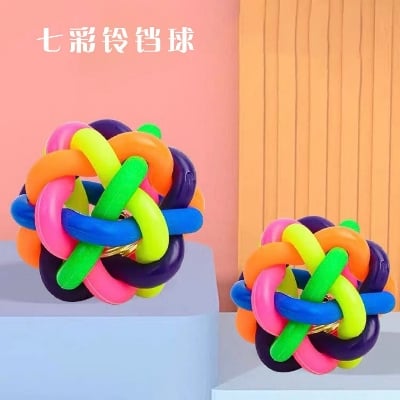 Picture of 1 pcs PVC Material Colorful Bell Toy Ball Pet Cat Dog Interactive Toy - Multicolor - 20 gm