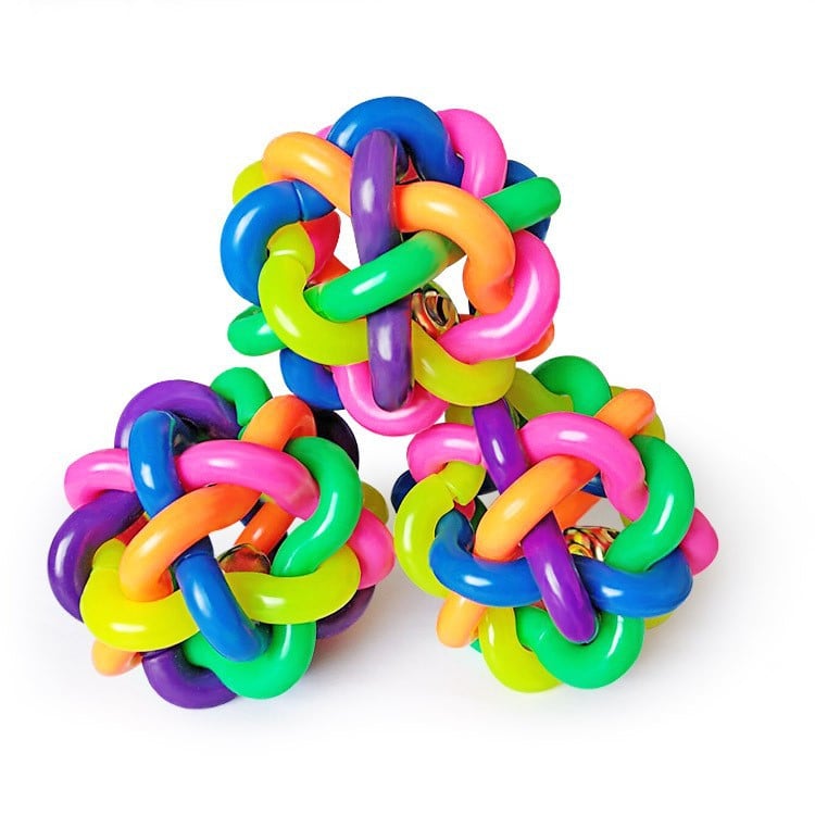 Picture of 1 pcs PVC Material Colorful Bell Toy Ball Pet Cat Dog Interactive Toy - Multicolor - 20 gm