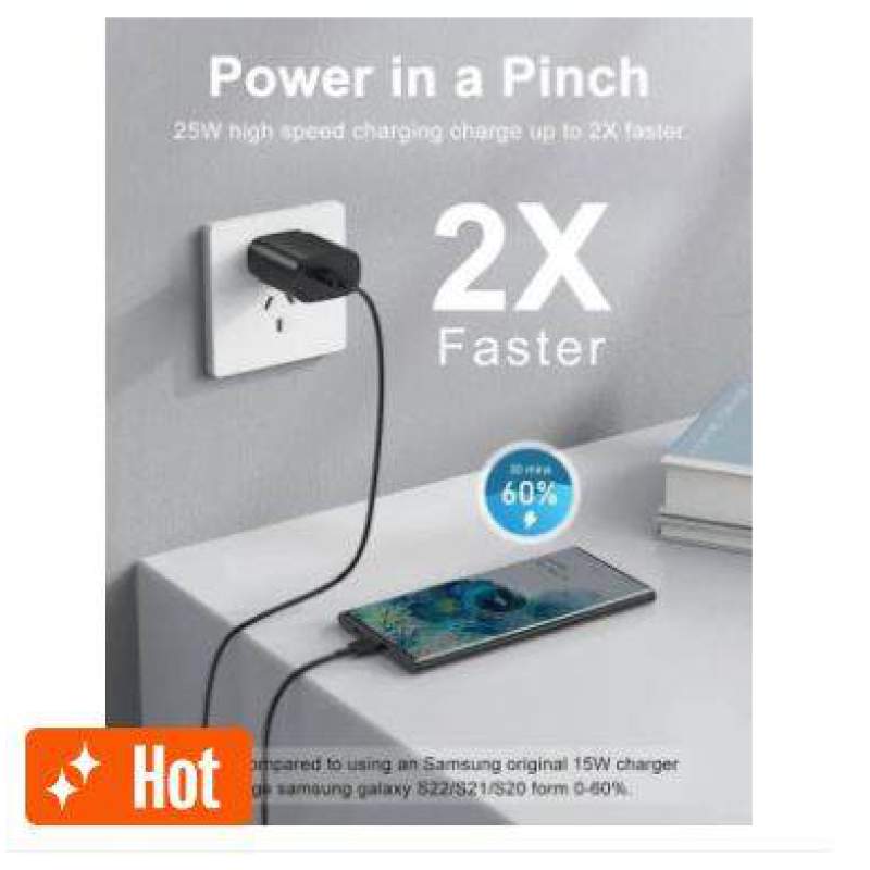 Picture of SAMSUNG 25W USB-C Super Fast Charging Wall Charger (Samsung Galaxy S20/S20+/S20 Ultra/Note10/Note20/plus/S10 5G-Black