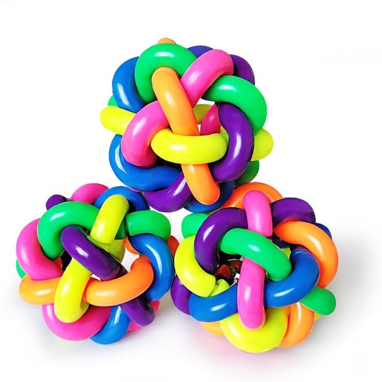 Picture of 1 pcs PVC Material Colorful Bell Toy Ball Pet Cat Dog Interactive Toy - Multicolor - 20 gm