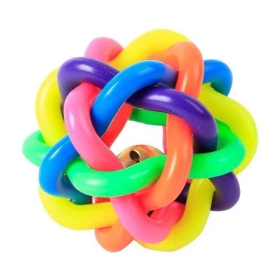 Picture of 1 pcs PVC Material Colorful Bell Toy Ball Pet Cat Dog Interactive Toy - Multicolor - 20 gm