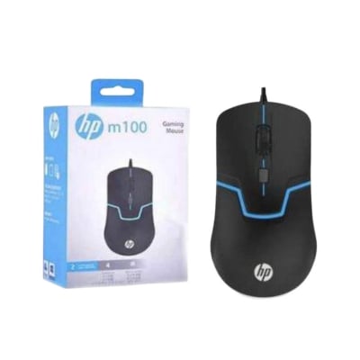 Picture of HP M100 USB Wired Gaming Optical Mouse with LED Backlight And Adjustable 1000/1600 DPI Settings, 3 Buttons For Gaming Gamers-Black
