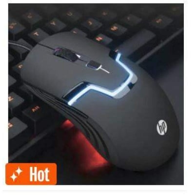 Picture of HP M100 USB Wired Gaming Optical Mouse with LED Backlight And Adjustable 1000/1600 DPI Settings, 3 Buttons For Gaming Gamers-Black