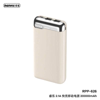 Picture of REMAX RPP-626 20000mAh RUINAY SERIES 2.1A FAST CHARGING POWER BANK (INPUT-TYPE-C/MICRO) (OUTPUT-USB 1/2)-Black