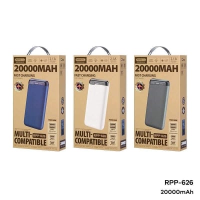 Picture of REMAX RPP-626 20000mAh RUINAY SERIES 2.1A FAST CHARGING POWER BANK (INPUT-TYPE-C/MICRO) (OUTPUT-USB 1/2)-Black