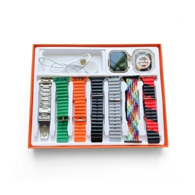 Picture of Y80 Ultra Smartwatch With 8 Strap – Sliver-Multicolor