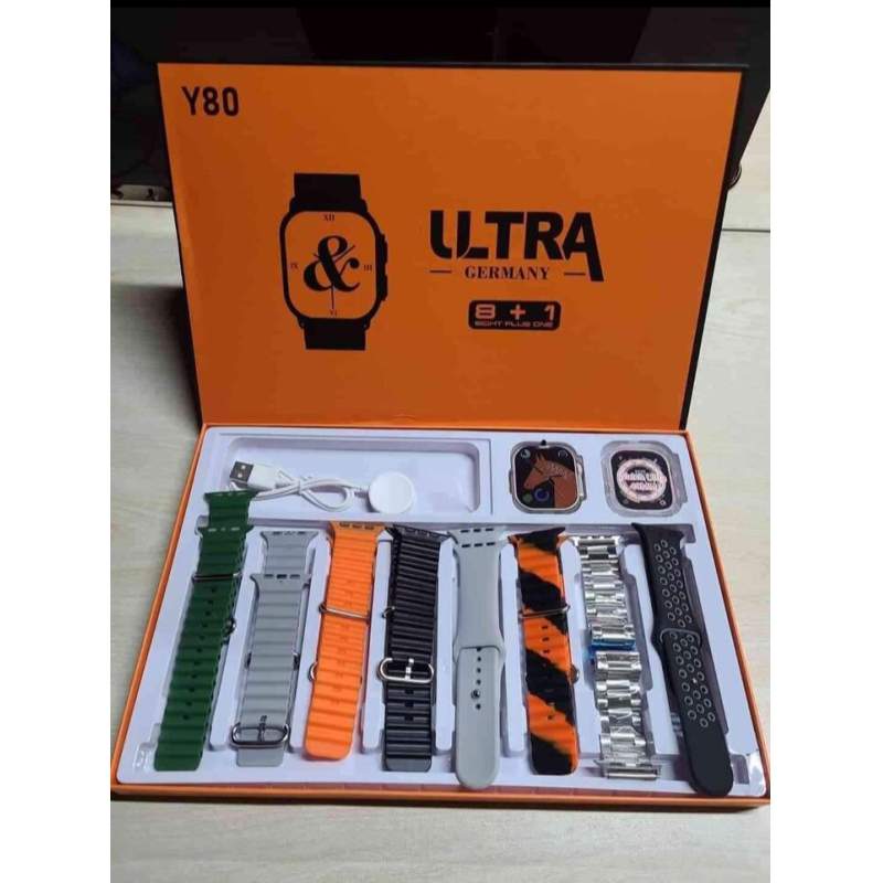 Picture of Y80 Ultra Smartwatch With 8 Strap – Sliver-Multicolor