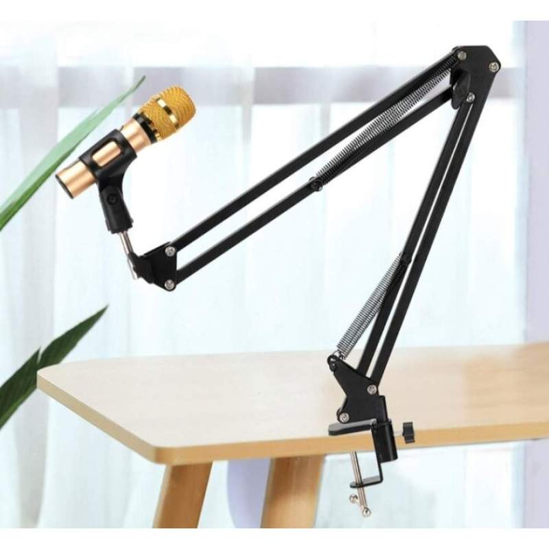 Picture of Microphone Arm Stand, Flexible 4Kg Load Microphone Suspension Boom for Metal Goose Neck for Most Handheld Microphones-Black