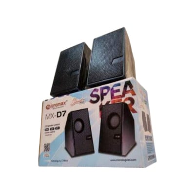 Picture of MAX D7 Micromax Smart Series High Performance mini Black Color Multimedia Premium Speaker with USB 2.0, USB Power and 3.5mm Jack