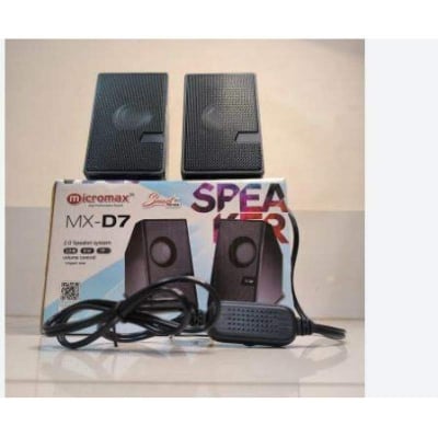 Picture of MAX D7 Micromax Smart Series High Performance mini Black Color Multimedia Premium Speaker with USB 2.0, USB Power and 3.5mm Jack