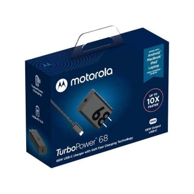 Picture of Motorola 68W USB-C Charger with GanFast Technology Motorola Universal Charger PD Motorola Turbo-Power 68W USB-C Wall Charger-Black