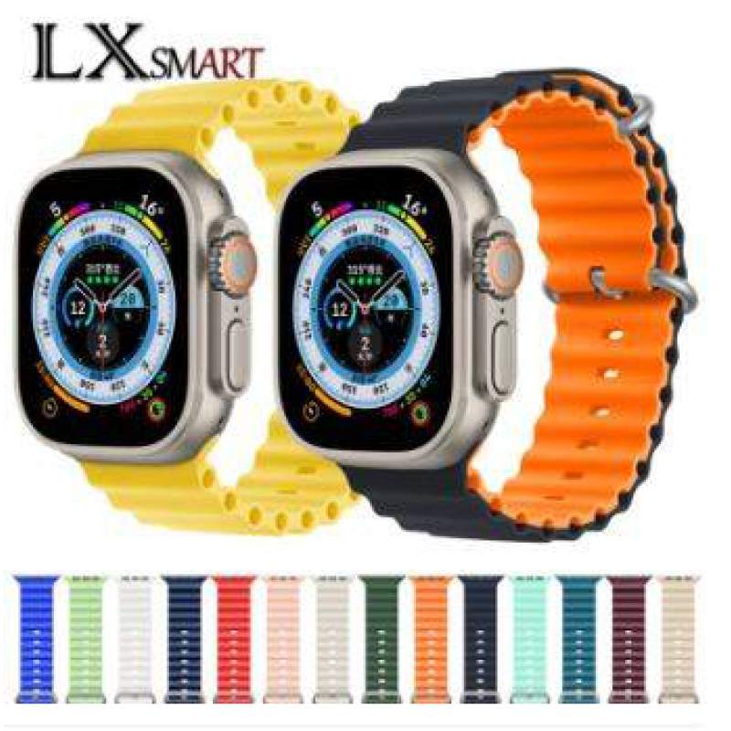 Picture of Premium Ocean Band Compatible with for Apple Watch Band 42mm 44mm 45mm 49mm for Women Men, Adjustable Loop Silicone Waterproof Sport Strap for iWatch Series Ultra/8/7/6/5/4/3 ( only belt )