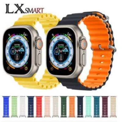 Picture of Premium Ocean Band Compatible with for Apple Watch Band 42mm 44mm 45mm 49mm for Women Men, Adjustable Loop Silicone Waterproof Sport Strap for iWatch Series Ultra/8/7/6/5/4/3 ( only belt )