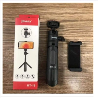 Picture of Jmary MT-19 Mini Selfie Stick with Tripod Stand (Coming with Universal Mobile Phone Holder) Compatible with Phones, Microphone, Action Camera & DSLR-Black