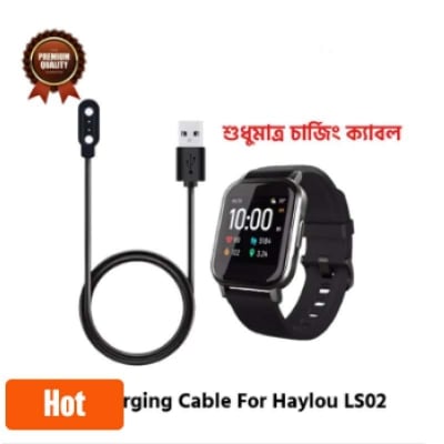 Picture of Haylou Solar LS02 Magnetic Charging Cable High Quality USB Charger Cable USB Charging Cable Dock Bracelet Charger for Haylou Solar LS02 Smart Watch-Black