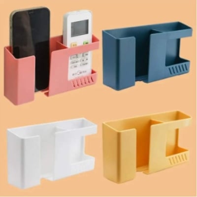 Picture of 2 In 1 Wall Mounted Mobile Phone Remote Control Storage Box Multifunctional Punch-free Storage Rack Wall Debris Storage Holders
