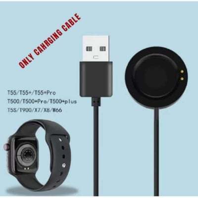 Picture of 2 Pin Smart Watch Charger Cable Only For T55/T500 ,T500+Pro ,T500+ Plus ,X7/X8 ,W66 , 0.3 m Compatible With T5S, T55/T55+, T500, T500+Pro, T500+ Plus, T900, X7/X8, W66-Black