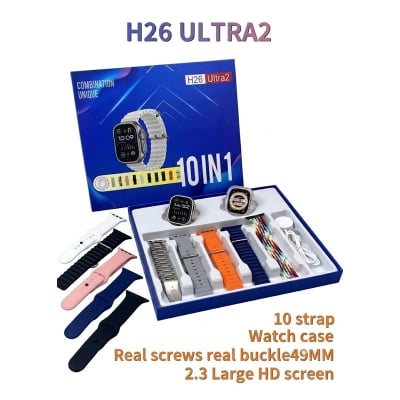 Picture of ULTRA 10 IN 1 STRAPS H 26 ULTRA 2 SMART WATCH | 2.0 HD display Screen | 49mm | Wireless Charging | GIFT PACK-Multicolor