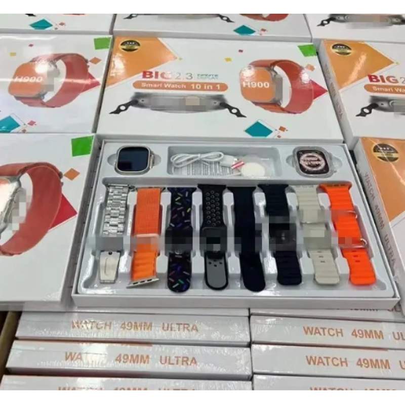 Picture of H900ultra 10 in 1 Wrist Band Watch 49mm 8 Straps Wireless Charger Smart Watch 2.3 Inch Large Screen Smartwatch H900-Multicolor