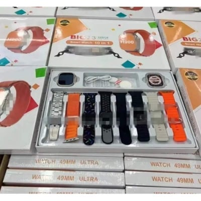 Picture of H900ultra 10 in 1 Wrist Band Watch 49mm 8 Straps Wireless Charger Smart Watch 2.3 Inch Large Screen Smartwatch H900-Multicolor