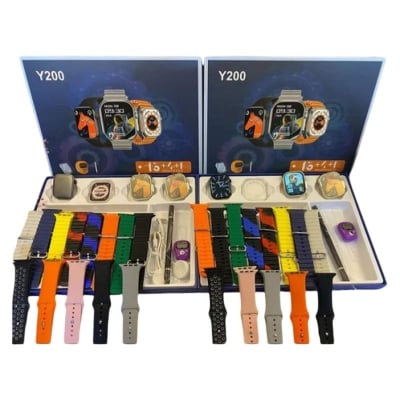 Picture of Y200 Smartwatch ( 3 Watches + 13 Straps + Silicone Case + Touch Pen + Counter ) 3 in 1 Combo Pack Smart Watch-Multicolor