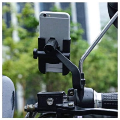 Picture of Ride with Confidence: Techway Rider-Black Metal Mobile Phone Holder for Motorcycle Bike - Effortlessly Secure Your Device for a Safe Journey.