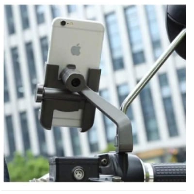 Picture of Ride with Confidence: Techway Rider-Black Metal Mobile Phone Holder for Motorcycle Bike - Effortlessly Secure Your Device for a Safe Journey.