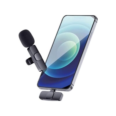 Picture of K8 Wireless Microphone Professional Lapel Lavalier Microphone Portable Audio Video Mic Remove Noise Mini Mic Lapel For YouTube Facebook Vloggers Interview Auto-syncs-Black