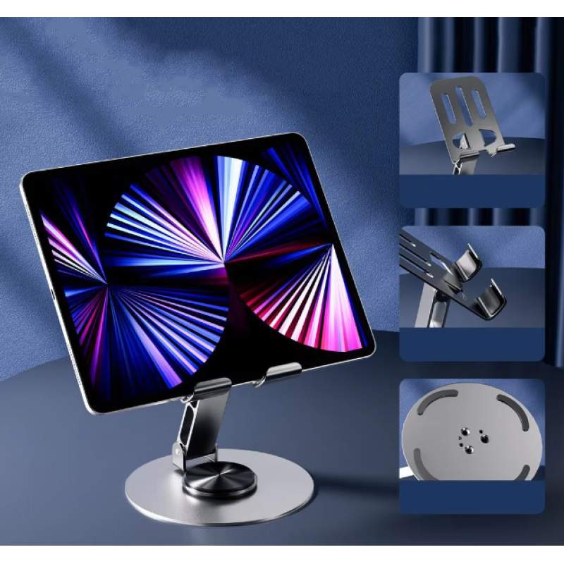 Picture of Full Metal Folding 360 ° Rotating Desktop Mobile Phone Holder Stand For iphone ipad Universal Portable Mechanical Metal Stand-Black