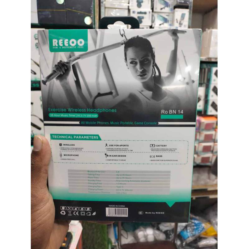 Picture of Reeoo Ro Bn 14 Bluetooth 5.0 Wireless Neckband Earphone Long time Music 35Hours time