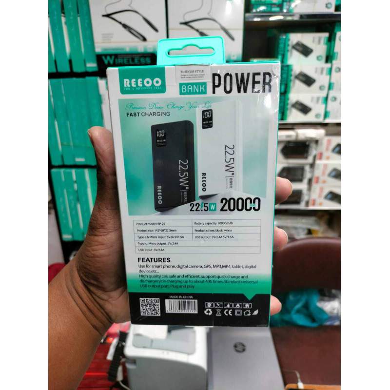 Picture of Reeoo 22.5W Super Fast 20000mAh Power Bank (RP25)-Black