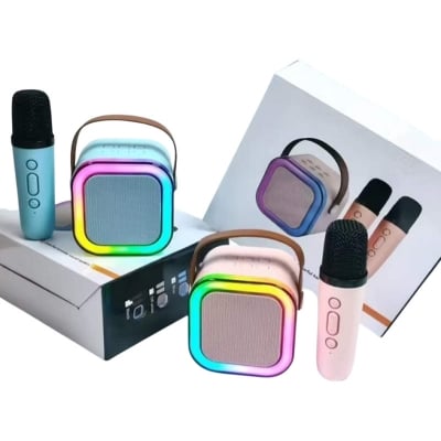 Picture of K12 RGB Karaoke Bluetooth Speaker with One Microphones, 8W Sound Power, Bluetooth 5.0 Connectivity-Multicolor