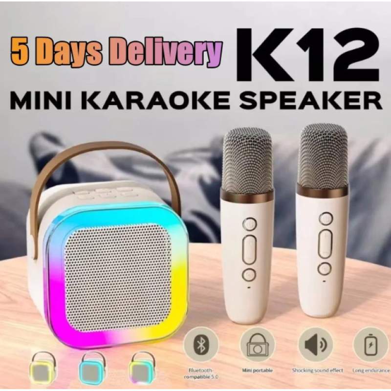 Picture of K12 RGB Karaoke Bluetooth Speaker with One Microphones, 8W Sound Power, Bluetooth 5.0 Connectivity-Multicolor