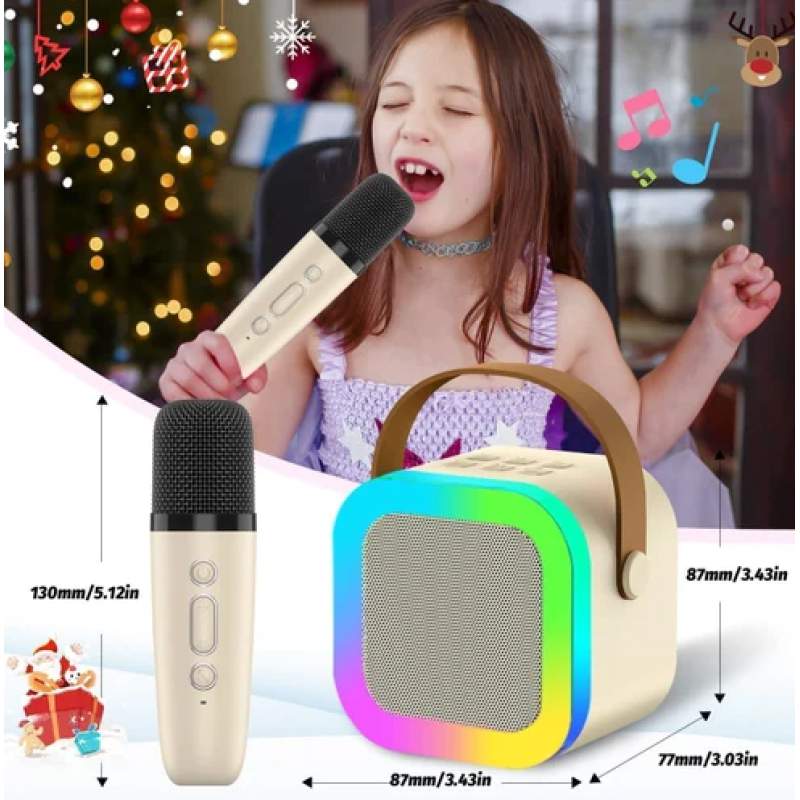 Picture of K12 RGB Karaoke Bluetooth Speaker with One Microphones, 8W Sound Power, Bluetooth 5.0 Connectivity-Multicolor