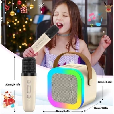 Picture of K12 RGB Karaoke Bluetooth Speaker with One Microphones, 8W Sound Power, Bluetooth 5.0 Connectivity-Multicolor