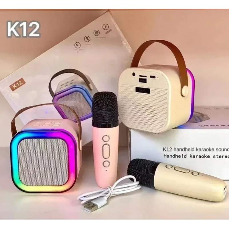 Picture of K12 RGB Karaoke Bluetooth Speaker with One Microphones, 8W Sound Power, Bluetooth 5.0 Connectivity-Multicolor