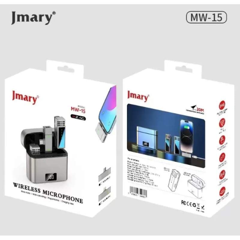 Picture of Jmary MW-15 2.4G Dual Wireless Microphone Type-C For Mobile-Black