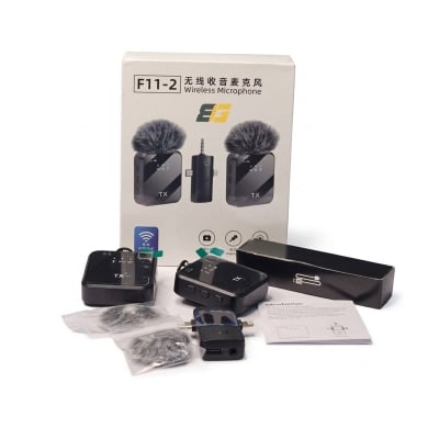 Picture of F11-2 Collar Wireless Microphone iPhone/Android & Type C Supported 99% Noise Cancellation-Black