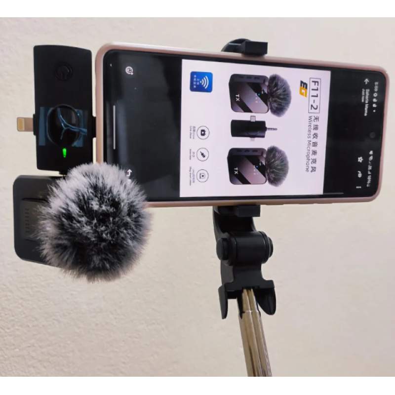 Picture of F11-2 Collar Wireless Microphone iPhone/Android & Type C Supported 99% Noise Cancellation-Black