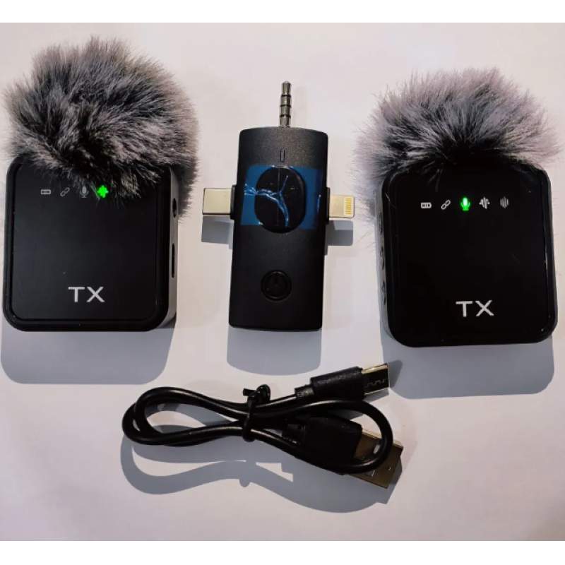 Picture of F11-2 Collar Wireless Microphone iPhone/Android & Type C Supported 99% Noise Cancellation-Black