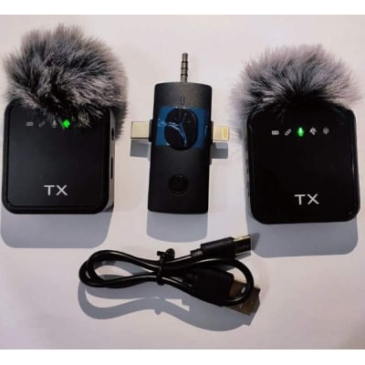 Picture of F11-2 Collar Wireless Microphone iPhone/Android & Type C Supported 99% Noise Cancellation-Black