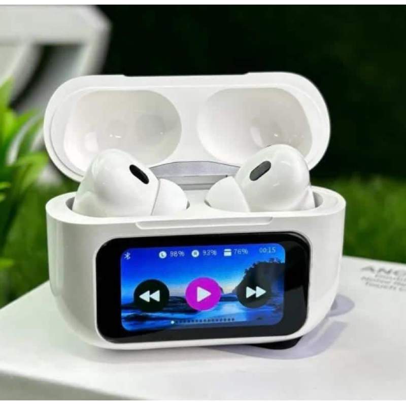 Picture of Airpods Pro With Screen Display ANC / ENC Dobble Dark Touch Control Noise Reduction A9 Pro Bluetooth Headphone-White