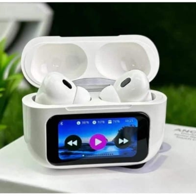 Picture of Airpods Pro With Screen Display ANC / ENC Dobble Dark Touch Control Noise Reduction A9 Pro Bluetooth Headphone-White